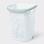 Rolling Hamper White with Daydream Green Handles - Brightroom™
