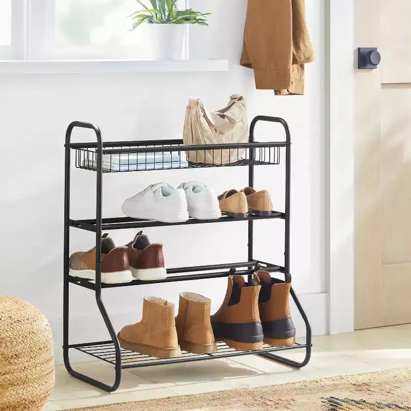 Meuble à chaussures 4 niveaux avec panier - Brightroom™