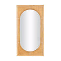 Olivia & May 42"x22" Rattan Wall Mirror with Oval Center Brown: Modern Style, No Assembly, Wall Mounted