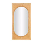 Olivia & May 42"x22" Rattan Wall Mirror with Oval Center Brown: Modern Style, No Assembly, Wall Mounted