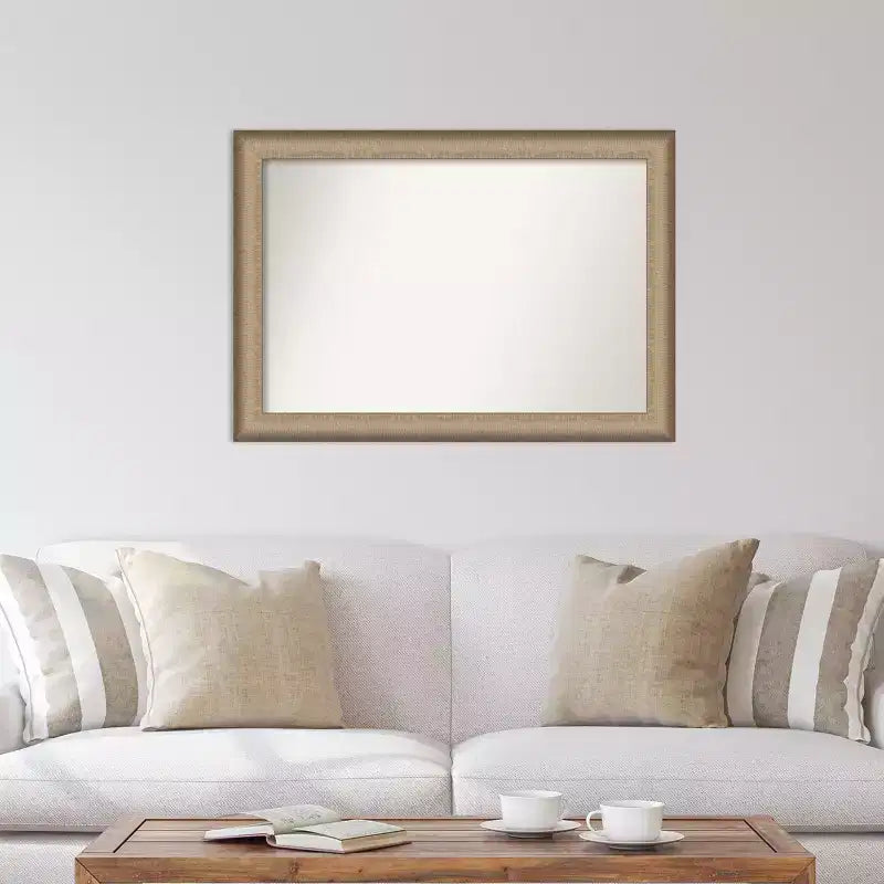 Miroir mural élégant non biseauté en bronze brossé de 41 po x 29 po - Amanti Art : Cadre en polystyrène, quincaillerie de montage incluse