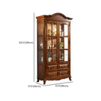 Vitrine en bois marron traditionnel avec portes vitrées