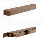 Meuble TV mural moderne marron foncé en bois avec lumière