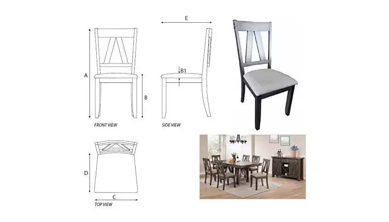 Kings Brand Furniture - Chaises d'appoint de salle à manger Lynn en bois marron, lot de 2