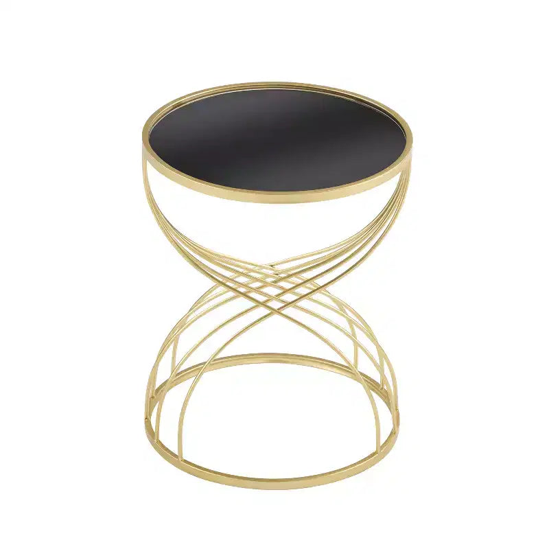 Table d'appoint ronde moderne Christopher Knight Home Lumi avec miroir, doré/noir