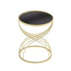 Table d'appoint ronde moderne Christopher Knight Home Lumi avec miroir, doré/noir