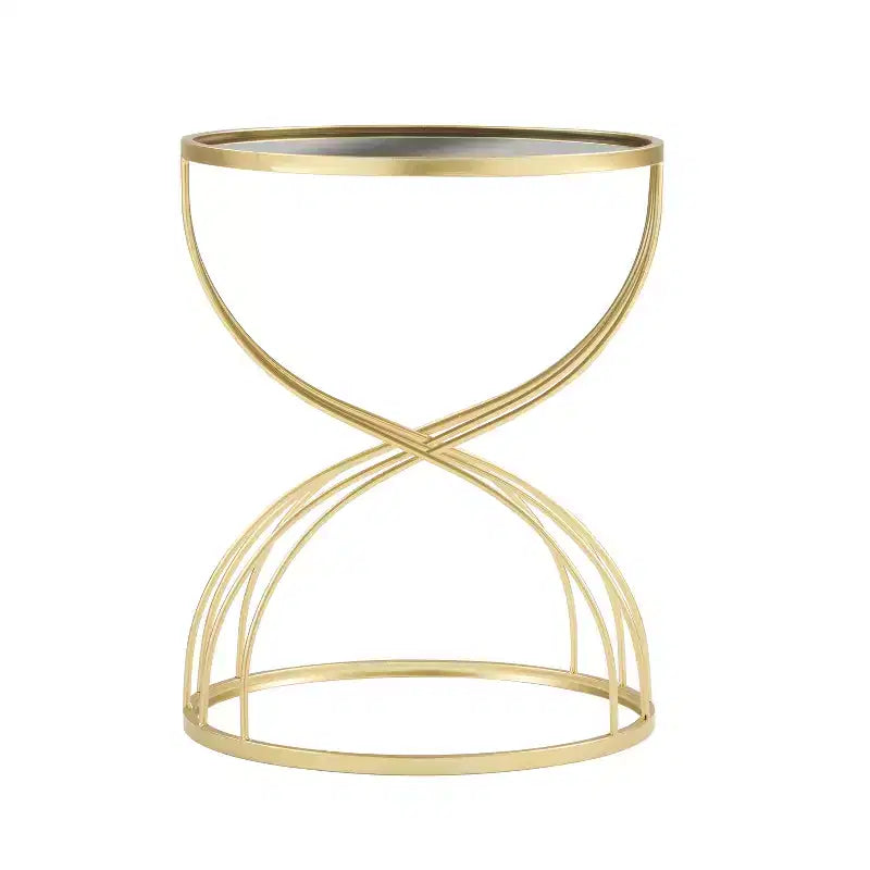 Table d'appoint ronde moderne Christopher Knight Home Lumi avec miroir, doré/noir