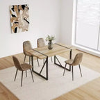 Rustic Industrial Dining Table for 4-6, 1.5 Thick Wood Top, Metal Legs, Multi-Use Dcor