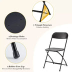 JIONJOY Chaises pliantes en similicuir noir avec cadre en acier (lot de 4)