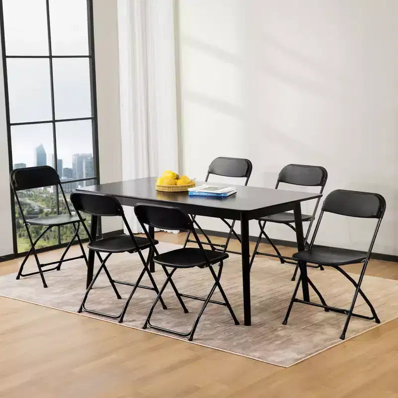 JIONJOY Chaises pliantes en similicuir noir avec cadre en acier (lot de 4)