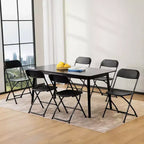 JIONJOY Chaises pliantes en similicuir noir avec cadre en acier (lot de 4)