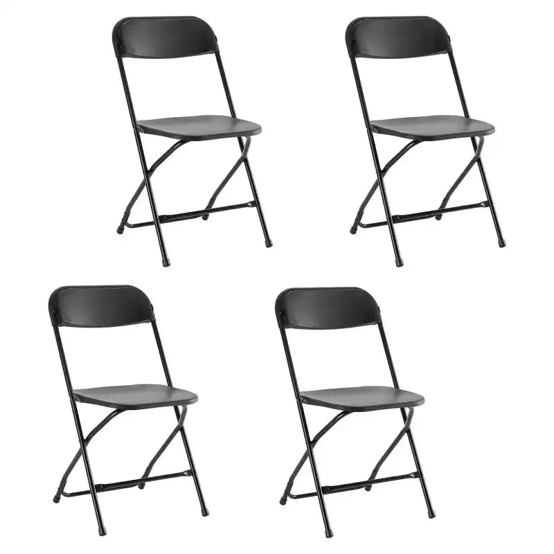 JIONJOY Black Faux Leather Seat Steel Frame Utility Chair Folding Chairs (Set of 4)
