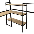 Lit mezzanine double/grand format avec bureau, escalier et étagères de rangement, cadre de lit mezzanine en métal - ModernLuxe
