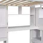 Lit superposé Whisen 94,4''L x 92''L, deux places, avec bureau intégré et escalier, compartiments de rangement et étagères
