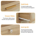 Bahut Garvee en rotin avec 3 tiroirs, meuble de rangement avec étagère réglable, meuble en bois pour salon, cuisine, entrée