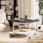 Hausource - Table basse relevable à roulettes blanche avec compartiment caché, étagère de rangement et roues