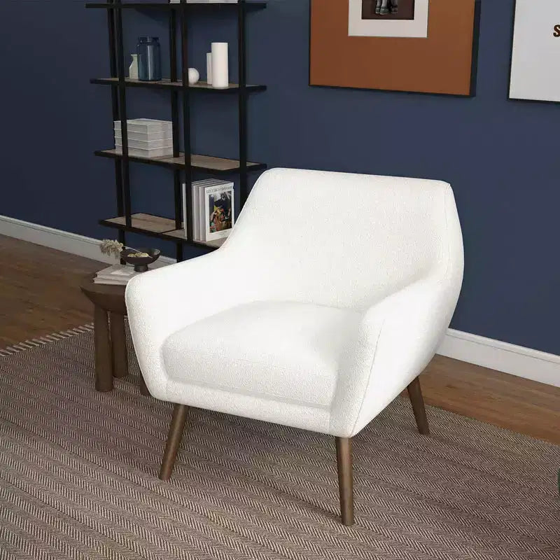 Christopher Knight Home Jill Fauteuil d'appoint en bouclé de style moderne du milieu du siècle avec pieds en bois massif