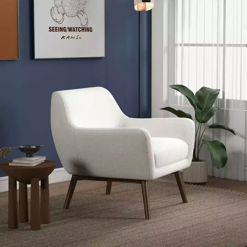 Christopher Knight Home Jill Fauteuil d'appoint en bouclé de style moderne du milieu du siècle avec pieds en bois massif