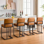 24 Tabourets de bar, tabourets de bar hauteur comptoir avec dossier, tabourets de bar modernes en cuir PU pour îlot de cuisine, chaise de bar rembourrée avec repose-pieds en métal