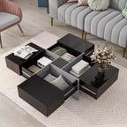 Extendable Sliding Top Coffee Table with 4 Hidden Compartments, Unique Design, UV High-gloss, 31.5x 31.5