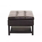 Banc de rangement capitonné contemporain en similicuir Kilbourne de GDFStudio avec étagère, marron