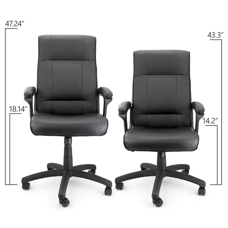 Chaise de bureau Elama High Back réglable en similicuir noir