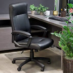Chaise de bureau Elama High Back réglable en similicuir noir