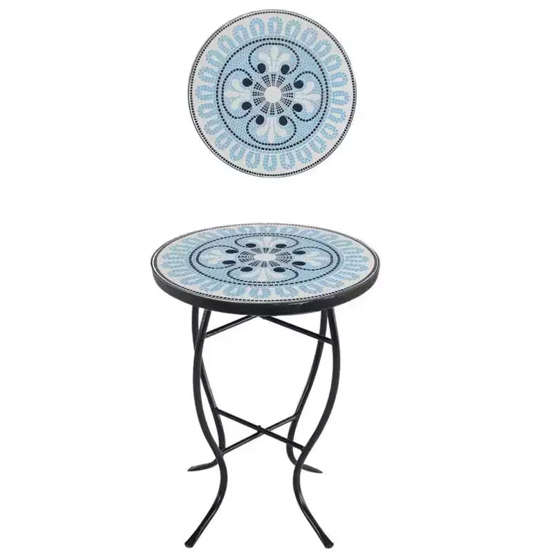 Jiallo Mosaic Art Collection Pansies Blue Accent Table
