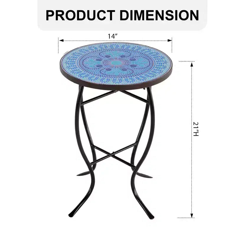 Table d'appoint Jiallo Mosaic Art Collection Pensées bleues
