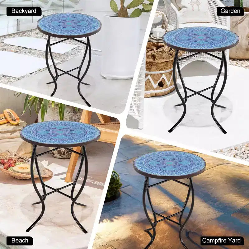 Table d'appoint Jiallo Mosaic Art Collection Pensées bleues