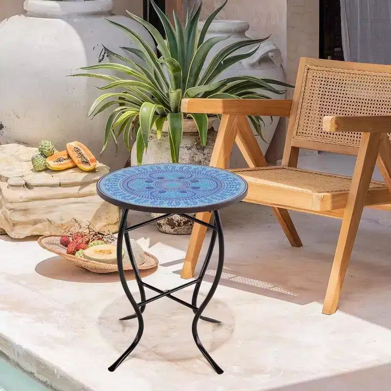 Table d'appoint Jiallo Mosaic Art Collection Pensées bleues