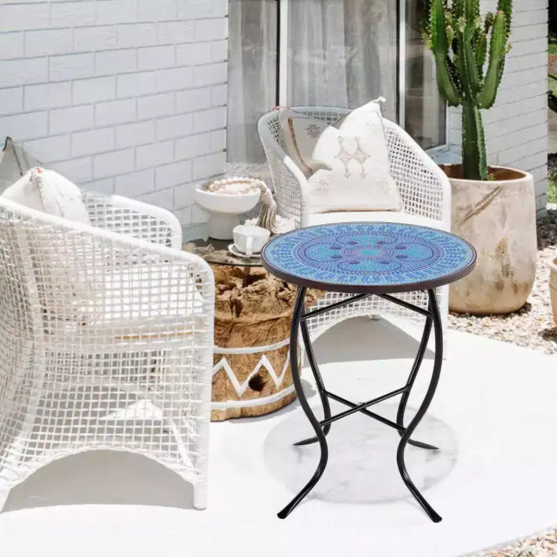 Table d'appoint Jiallo Mosaic Art Collection Pensées bleues