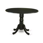 Ensemble de salle à manger HomeStock 5 pièces comprenant une table de salle à manger ronde avec rallonges et quatre chaises Parson avec tissu beige clair, finition noire.