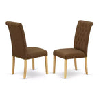 Ensemble de salle à manger HomeStock 5 pièces en tissu de lin couleur chêne