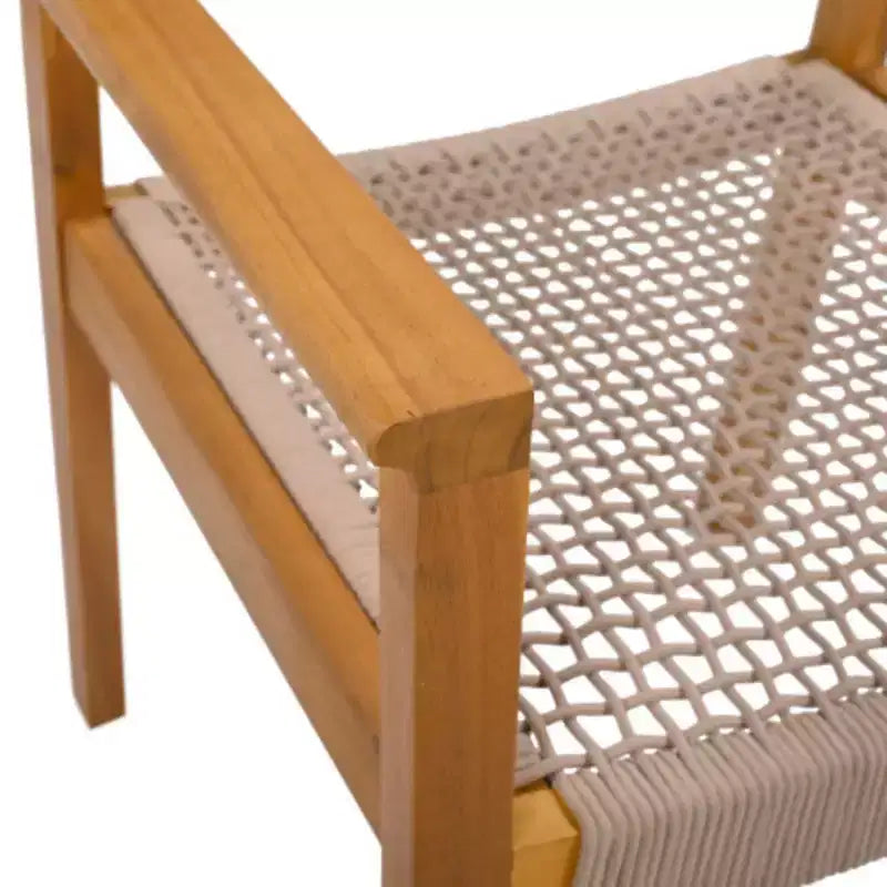Chaises de salle à manger tressées en bois marron clair avec accoudoirs, lot de deux