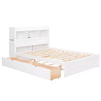 Lit plate-forme de rangement Whisen double avec lit gigogne simple, étagères coulissantes et 2 tiroirs