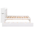 Lit plate-forme de rangement Whisen double avec lit gigogne simple, étagères coulissantes et 2 tiroirs