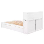 Lit plate-forme de rangement Whisen double avec lit gigogne simple, étagères coulissantes et 2 tiroirs