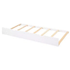 Lit plate-forme de rangement Whisen double avec lit gigogne simple, étagères coulissantes et 2 tiroirs