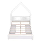 Lit plate-forme en bois Whisen, taille Queen, avec barrière de protection et 2 tiroirs