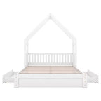 Lit plate-forme en bois Whisen, taille Queen, avec barrière de protection et 2 tiroirs