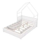 Lit plate-forme en bois Whisen, taille Queen, avec barrière de protection et 2 tiroirs