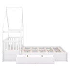 Lit plate-forme en bois Whisen, taille Queen, avec barrière de protection et 2 tiroirs