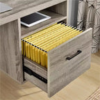 Bureau informatique Landon, chêne gris patiné