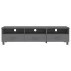vidaXL HAMAR Meuble TV Gris Foncé - Meuble TV en Pin Massif avec Tiroirs et Compartiments - Fente Arrière Pratique pour la Gestion des Câbles