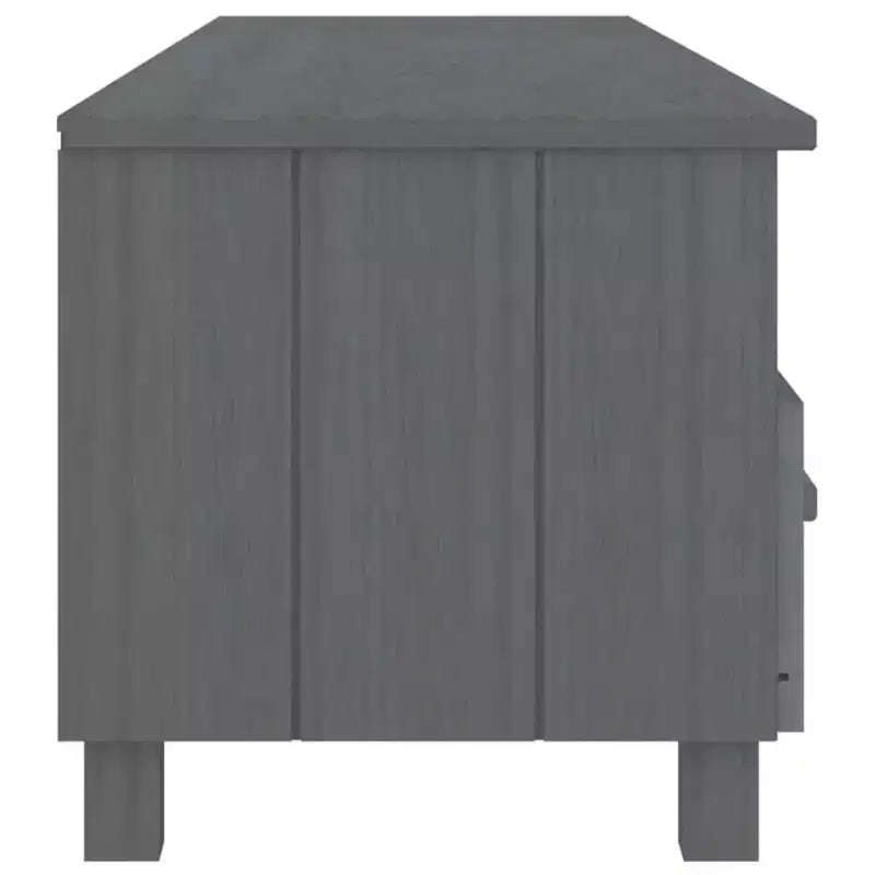 vidaXL HAMAR Meuble TV Gris Foncé - Meuble TV en Pin Massif avec Tiroirs et Compartiments - Fente Arrière Pratique pour la Gestion des Câbles