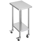 VEVOR Stainless Steel Work Table 24 x 18 x 38 Inch, with 4 Wheels, 3 Adjustable Height Levels, Heavy Duty Food Prep Worktable, Silver
