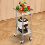 Table de Travail VEVOR en Acier Inoxydable 61 x 46 x 96,5 cm, avec 4 Roues, 3 Niveaux de Hauteur Réglables, Table de Préparation Alimentaire Robuste, Argenté