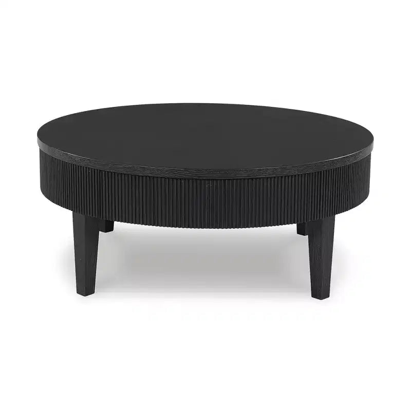 Table basse ronde Marstream avec tiroirs de rangement Signature Design by Ashley, style moderne champêtre, noire