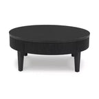 Table basse ronde Marstream avec tiroirs de rangement Signature Design by Ashley, style moderne champêtre, noire